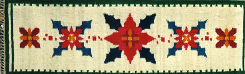 Christmas Flowers table runner, Polish kilim, hand woven