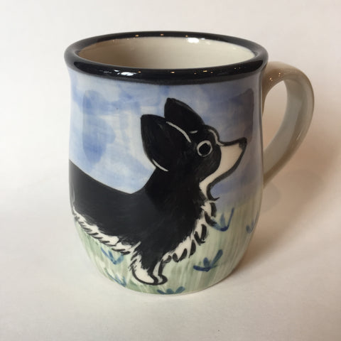 Corgi Cardigan Black - Hand Painted Ceramic Coffee Mug