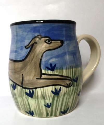 Greyhound - hand painted ceramic mug 