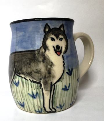 Huskie - hand painted ceramic mug