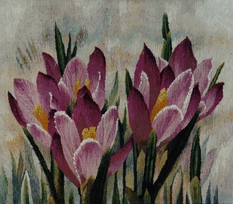 CROCUSES - Hand Woven  Tapestry by Jozef Jakubczyk