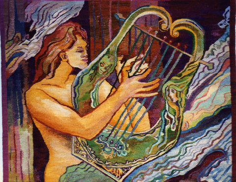 Apollo with Lute -  Hand Woven Wall Hanging Tapestry by Stanislaw Wyspianski