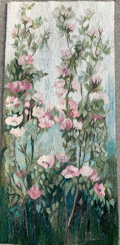 CLIMBING ROSES - Hand Woven Wall Hanging Tapestry designed  by Anna Brokowska