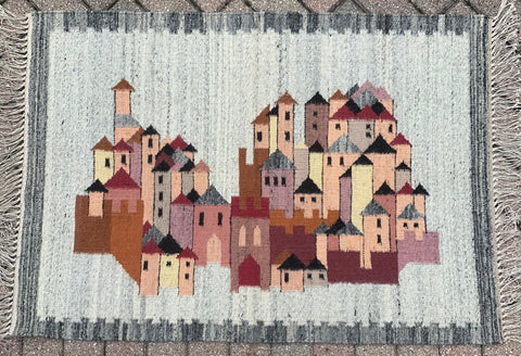 WHITE VILLAGE - small hand woven rug