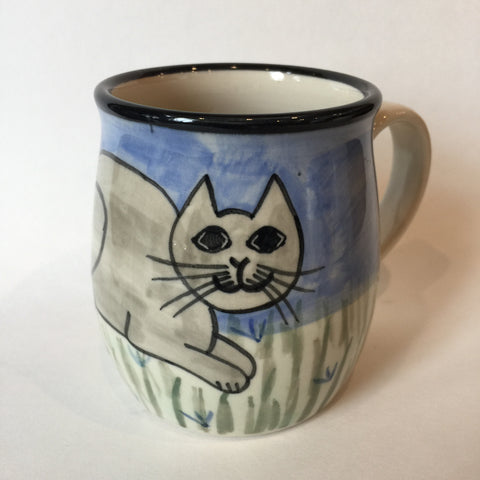 British Short Hair Cat Grey - Hand Painted Ceramic Coffee Mug