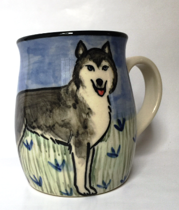 Huskie - hand painted ceramic mug 