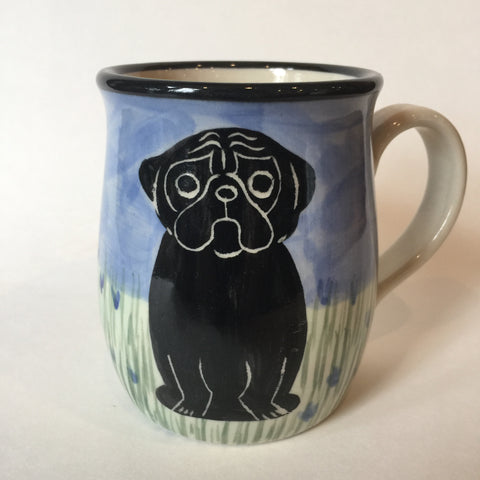 Pug Black - Hand Painted Ceramic Coffee Mug