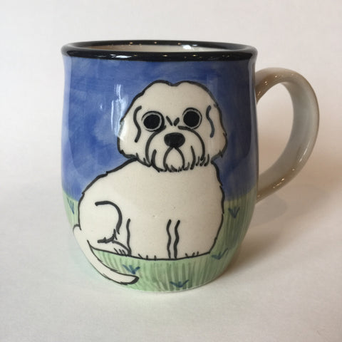 Shih Tzu Puppy White - Hand Painted Ceramic Coffee Mug