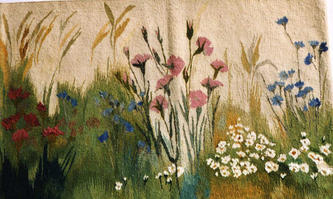 Field Flowers - Hand Woven Wall Hanging Tapestry by Anna Brokowska