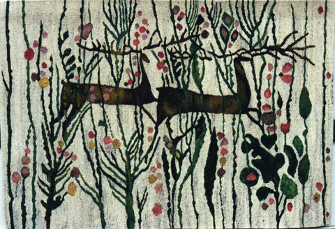 Reindeer - Hand Woven Wall Hanging Tapestry by Anna Brokowska