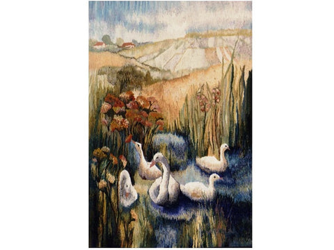 SWANS - Hand Woven Wall Hanging Tapestry by Anna Brokowska