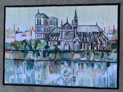 BY THE SEINE - hand woven tapestry, designed by Piotr Grabowski