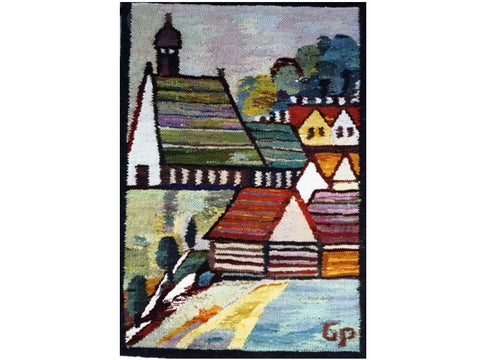 European Village - Hand Woven Wall Hanging Tapestry by Piotr Grabowski