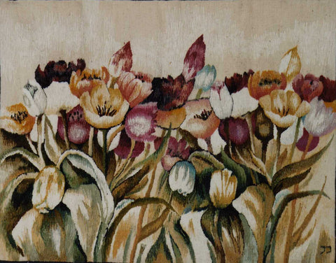 Tulips - Hand Woven  Tapestry by Jozef Jakubczyk