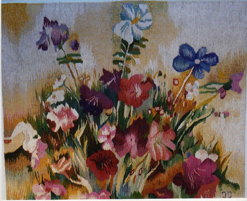 Floral Arrangement - Hand Woven  Tapestry by Jozef Jakubczyk