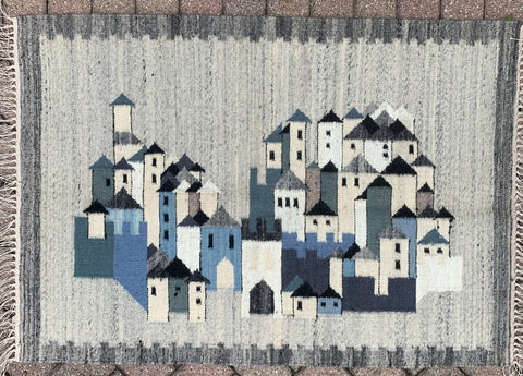 WHITE VILLAGE - hand woven small rug