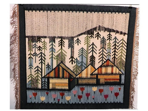 Log Cabins - Hand Woven Wall Hanging