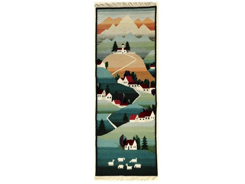 On the Hill - Narrow Rug or Wall Hanging