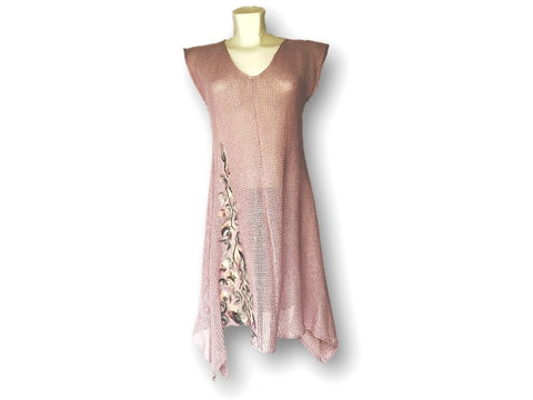 Sleeveless Knitted Tunic with Felted Wool Application - Lilac
