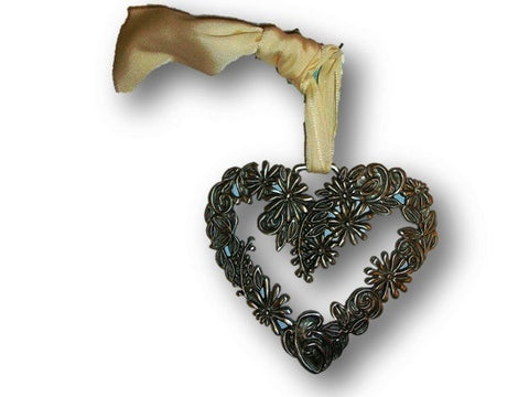 Love Blooms - Decorative Pewter Heart on Ribbon from Cynthia Webb